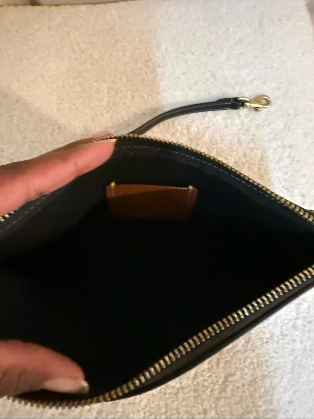 Coach Black Leather Wristlet with Gold Hardware